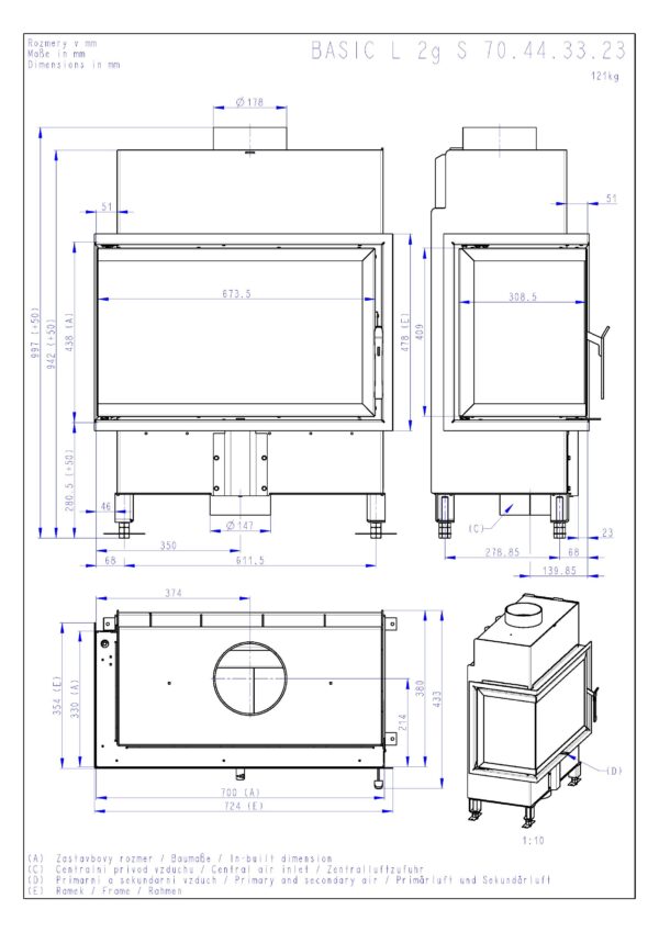 Romotop BASIC L 2G S 70.44.33 - Focar semineu - imagine 4