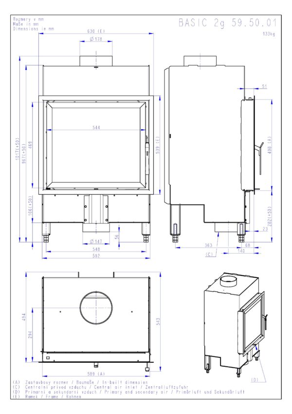 Romotop BASIC 2G 59.50.01 - Focar semineu - imagine 3