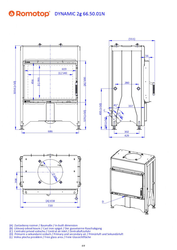 Romotop - Focar lemne DYNAMIC D2M01 66x50 - imagine 3