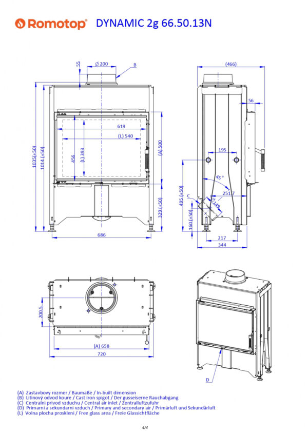 Romotop - Focar lemne DYNAMIC D2M13 66x50 - imagine 2