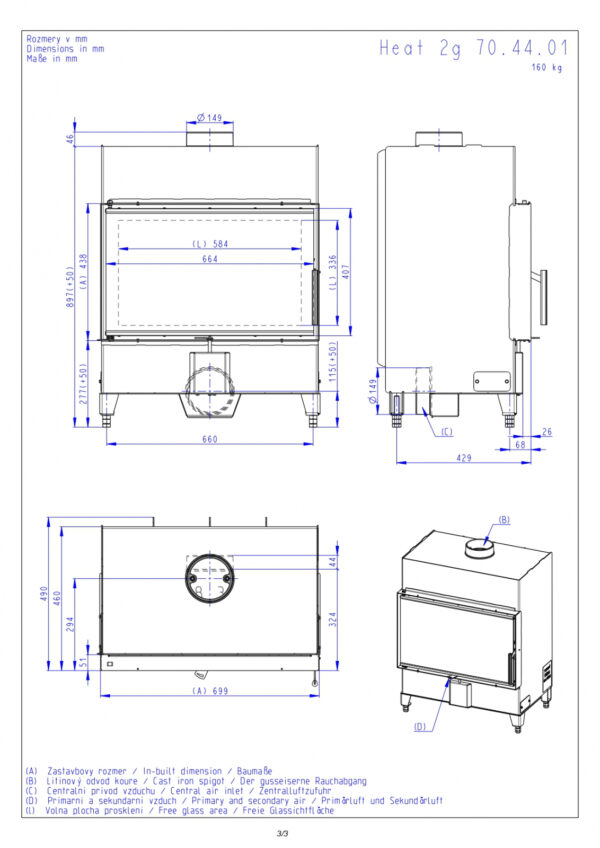 Romotop - Focar lemne HEAT H2P01 70x44 - imagine 2