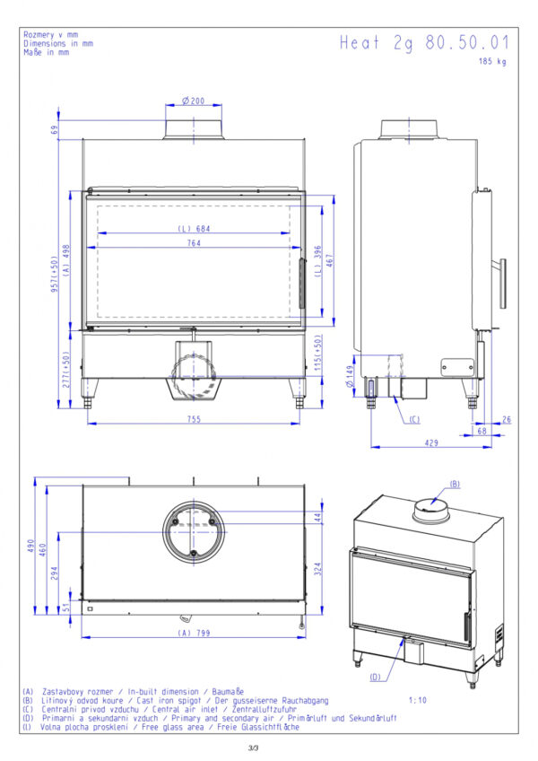 Romotop - Focar lemne HEAT H2X01 80x50 - imagine 2