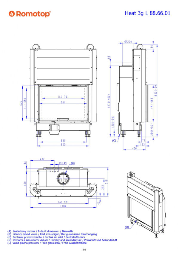 Romotop - Focar lemne HEAT H3LJ01 88x66 - imagine 3