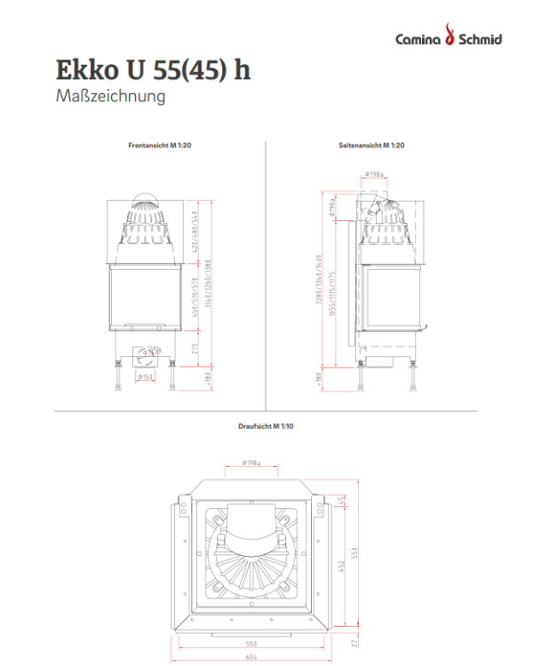 Focar șemineu Camina Schmid Ekko U 55(45)57h - imagine 4