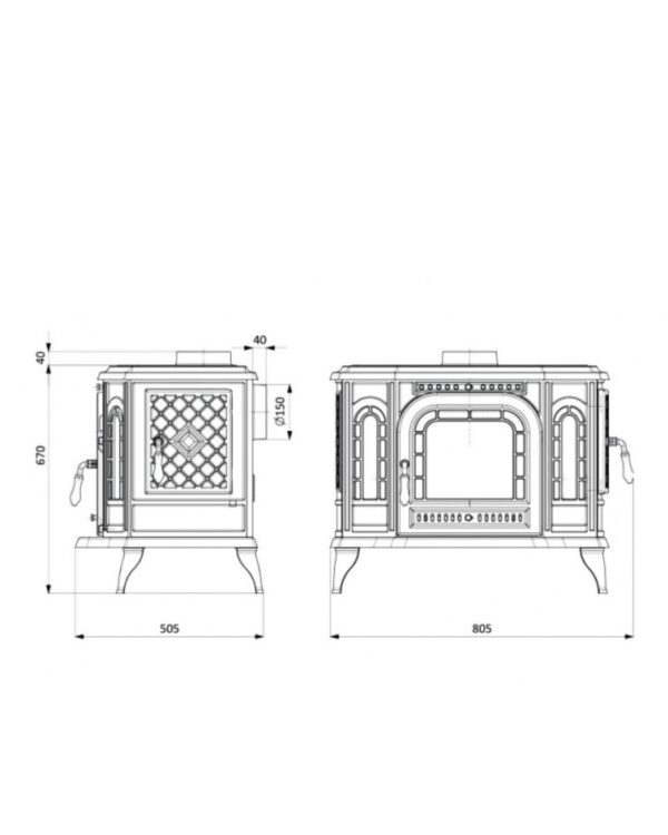 Sobă Kawmet P7 Sticlă laterală stânga - 10,5 kW - imagine 5