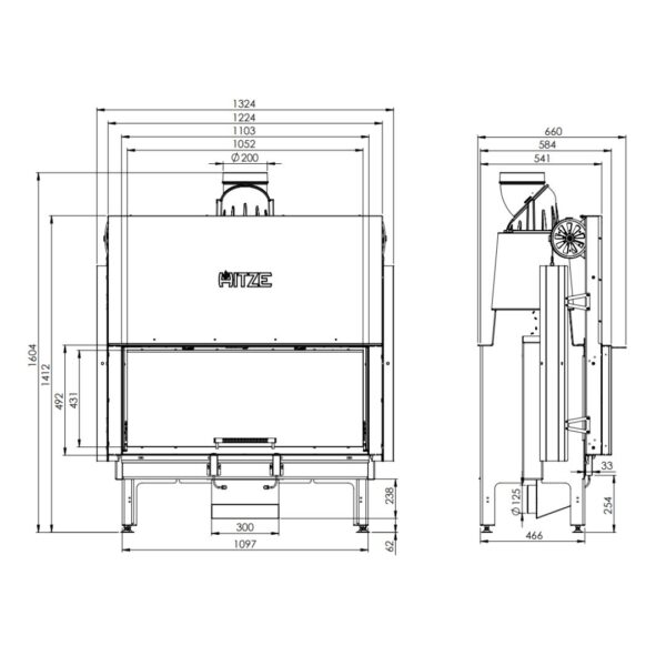 Focar șemineu Hitze DUO ARD105x43.G 19 kW - imagine 5