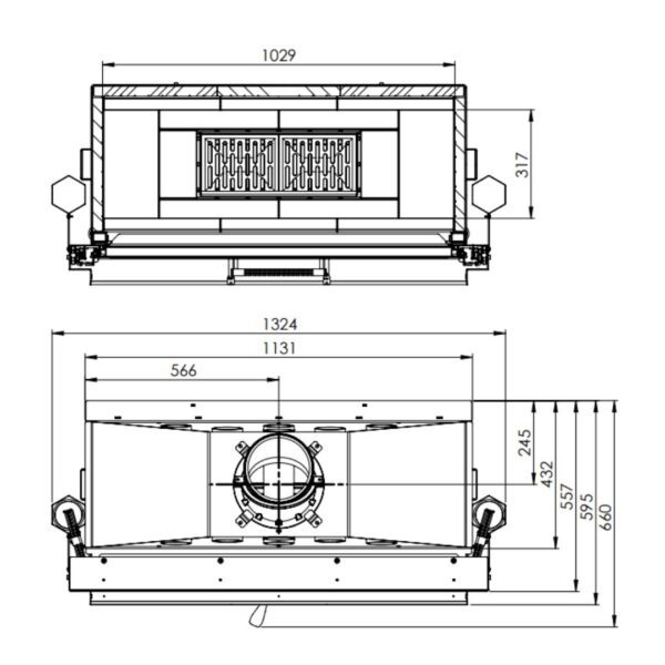 Focar șemineu Hitze DUO ARD105x43.G 19 kW - imagine 4