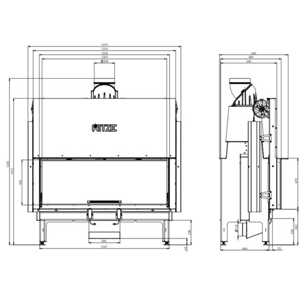 Focar șemineu Hitze ARD120x43.G 22 kW - imagine 4