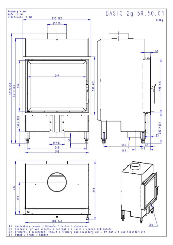 Romotop BASIC 2G 59.50.01 - Focar semineu - imagine 2