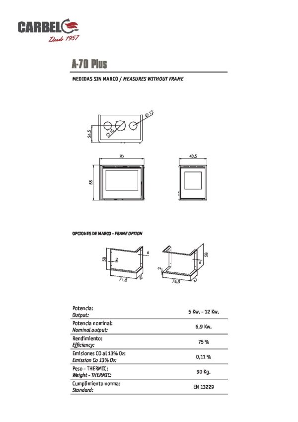 Focar Defro Semineu A-70 Plus C - imagine 3